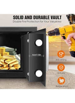 erorex Safe Box For Home Digital Money Safe Box With Pass Code And Keys Security Safe Box For Hotel Business 8.5L Small Safe Hidden Wall Safes For Hotel Office Buiness 31 X 20 X 20 Cm Black  - Image 4