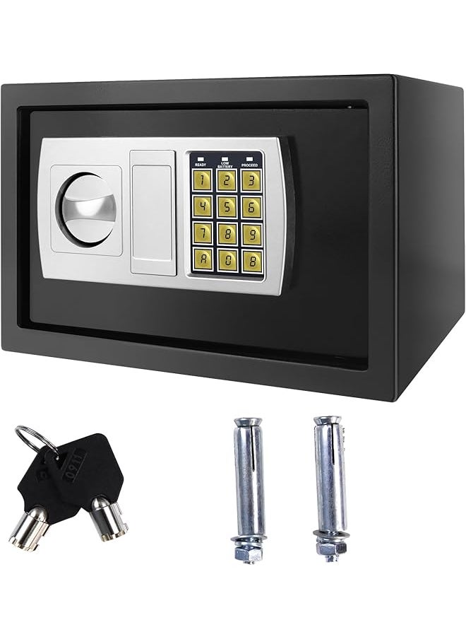 erorex - Safe Box For Home Digital Money Safe Box With Pass Code And Keys Security Safe Box For Hotel Business 8.5L Small Safe Hidden Wall Safes For Hotel Office Buiness 31 X 20 X 20 Cm Black - Image 1