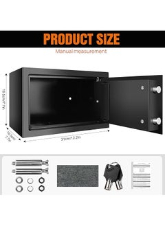 erorex Safe Box For Home Digital Money Safe Box With Pass Code And Keys Security Safe Box For Hotel Business 8.5L Small Safe Hidden Wall Safes For Hotel Office Buiness 31 X 20 X 20 Cm Black  - Image 5