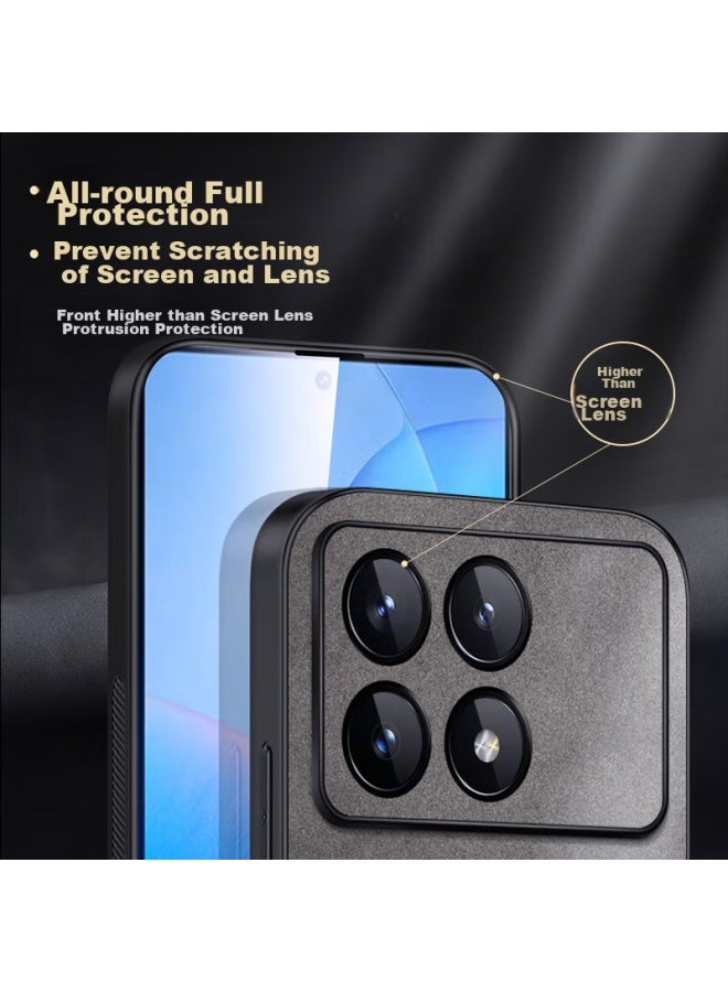Shangsu, Suitable For Redmi K70E Phone Case, Redmi K70E Protective Cover, Shockproof, Full Lens Protection, Soft Shell, Simple Luxury, Lambskin Silicone Outer Case, For Women And Men, Leather Case, Gray - Image 5