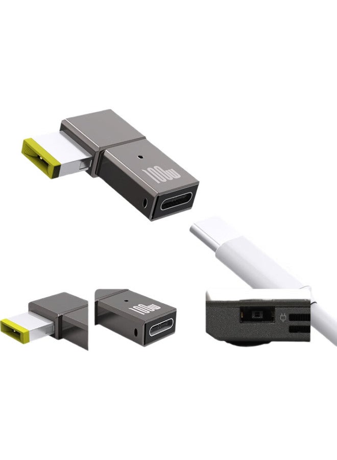 Delippo Laptop Square Port Adapter, Type-C To Square Port, 100W, Compatible With 90W/60W, For Laptops, Thinkpad Computer Power Charging - Image 3