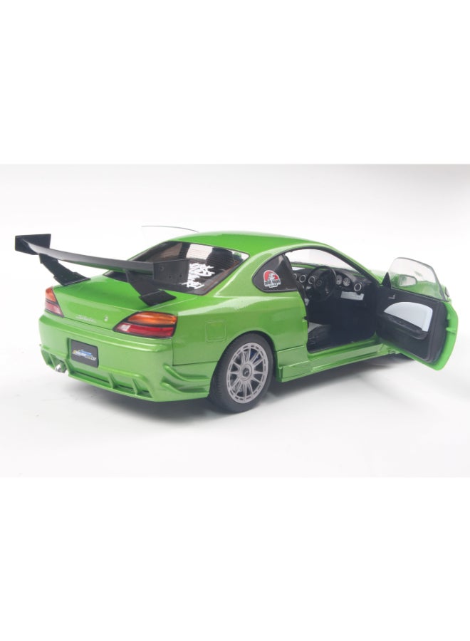 Solido Nissan Silvia S15 Spec-R Aero Solido Works Green 1999 Diecast Model Car, 1:18 Scale, Opening Front Doors, Steerable Wheels, Official Nissan Collector Display Model - Image 4