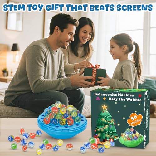 INKZOO Marble Balance Game Wobble Marble Stacking Game for Kids 6 Family Games for Kids and Adults with Builtin Storage Marbles Board Game for 14 Players Fun Birthday Party Games Toys - Image 5