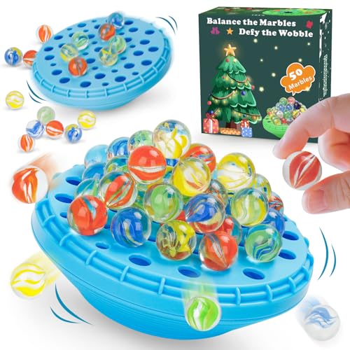 INKZOO Marble Balance Game Wobble Marble Stacking Game for Kids 6 Family Games for Kids and Adults with Builtin Storage Marbles Board Game for 14 Players Fun Birthday Party Games Toys - Image 1