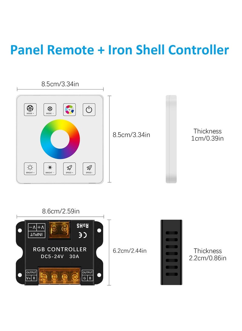 Wireless RF LED Wall Controller, Smart Touch Panel with RGB Dimmer, Compatible with DC 5-24V 30A 3528 2835 5050 RGB LED Strips, Sensitive Touch Control, Wall Mounted - Image 2