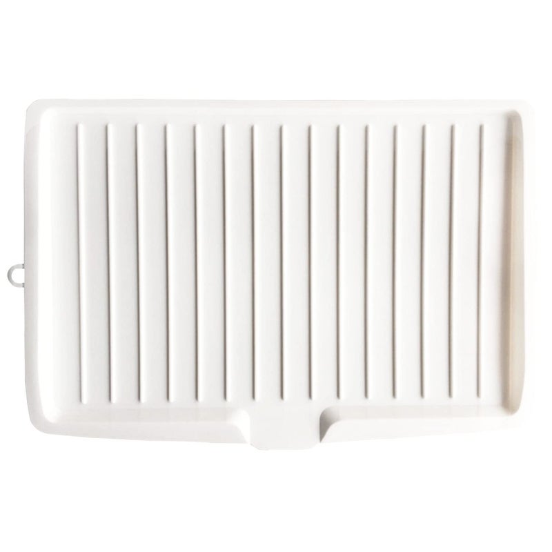 Halyuhn Halyuhn 18 Inch Plastic Dish Drainer Board Large White Draining Tray with Side Drop Slope Diversion Water Drain Board Drying Plate Dish Strainer Mat with NonSlip Base for Bowl Cup Kitchenware 
