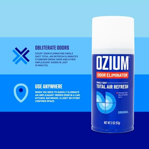 OZIUM® Air Freshener Odor Eliminator, 2oz Single Shot Total Air Refresh & Car Air Freshener – Original – 4 Pack - Image 2