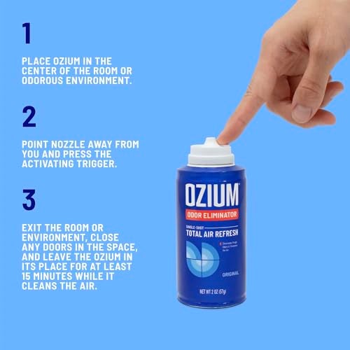 OZIUM® Air Freshener Odor Eliminator, 2oz Single Shot Total Air Refresh & Car Air Freshener – Original – 4 Pack - Image 5