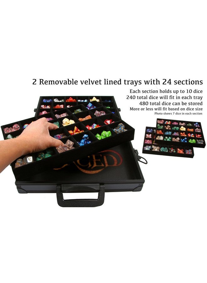 Forged Dice Co. Dice Display Case and Rolling Tray with 2 Removable Divided Dice Trays - Storage Box Holds up to 480 Metal or Plastic Polyhedral Dice Sets - Great for Dice Collectors or RPG D&D Games - Image 2