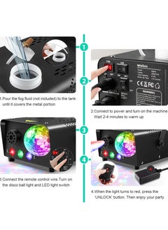 XiuWoo Fog Machine Special Effect Machine with 3 Color LED Lights and Disco Ball Light, Wireless Remote Control, 600W Power and 2300 CFM Fog Output, Perfect for Parties, Clubs, Stage  - Image 2