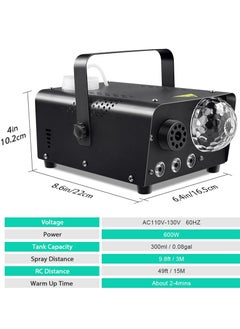 XiuWoo Fog Machine Special Effect Machine with 3 Color LED Lights and Disco Ball Light, Wireless Remote Control, 600W Power and 2300 CFM Fog Output, Perfect for Parties, Clubs, Stage  - Image 3