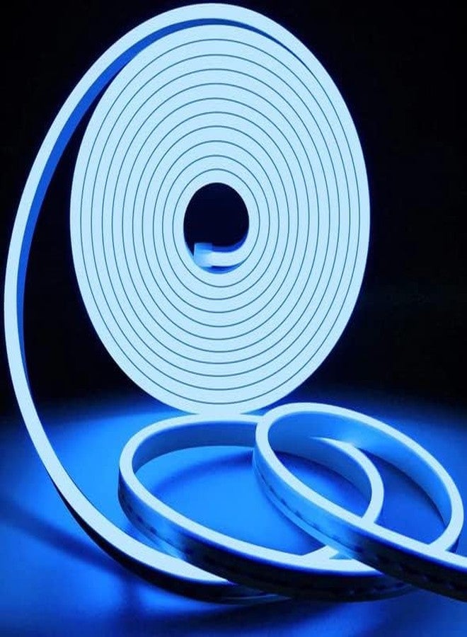 Gesto 16.4Feet Long with 12V Adaptor LED Strip Neon Rope Lights,Flat Silicone Neon Rope Light Flexible Cuttable String, IP65 Waterproof LED Strips for Indoor Outdoor Decoration (Blue) - Image 1