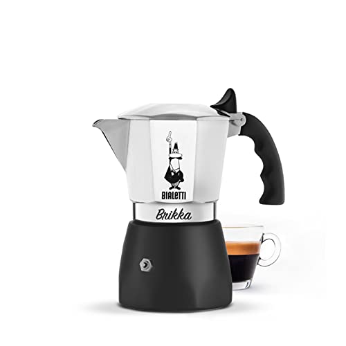Bialetti - New Brikka, Moka Pot, the Only Stovetop Coffee Maker Capable of Producing a Crema-Rich Espresso, 4 Cups (5,7 Oz), Aluminum and Black - Image 1