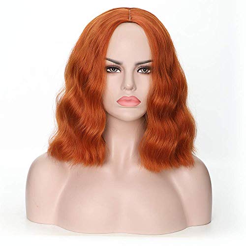 Rosastar Short Wavy Wigs for Women Synthetic Heat Resistant Fiber Hair Wigs (Orange) - Image 1