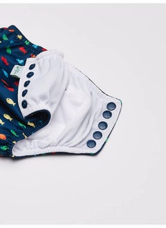 green sprouts i Play Boys Reusable Absorbent Baby Swim Diapers Navy Fish Geo 6 Months  - Image 2