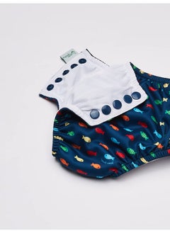 green sprouts i Play Boys Reusable Absorbent Baby Swim Diapers Navy Fish Geo 6 Months  - Image 3