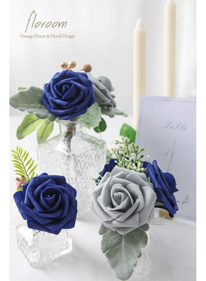 Artificial Flowers 25 Pieces Real Looking Silver Grey Foam Fake Roses With Stems For Diy Wedding Bouquets Bridal Shower Centerpieces Floral Arrangements Party Tables Home Decorations - Image 4