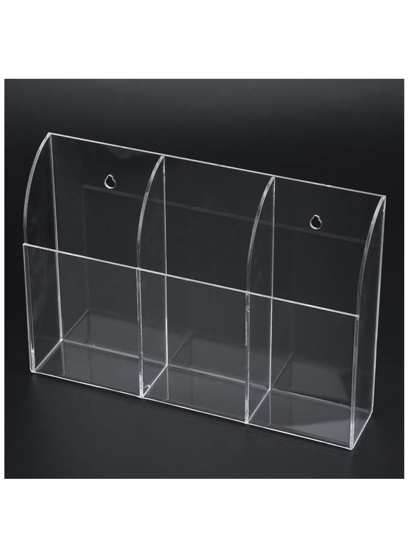 TPGP Remote Control Holder,Remote Control Air Conditioner Storage Case 3 Compartments Transparent Media Organizer Wall Mount Storage Organizer Box for Phone Air Conditioner TV Remote Control - Image 5