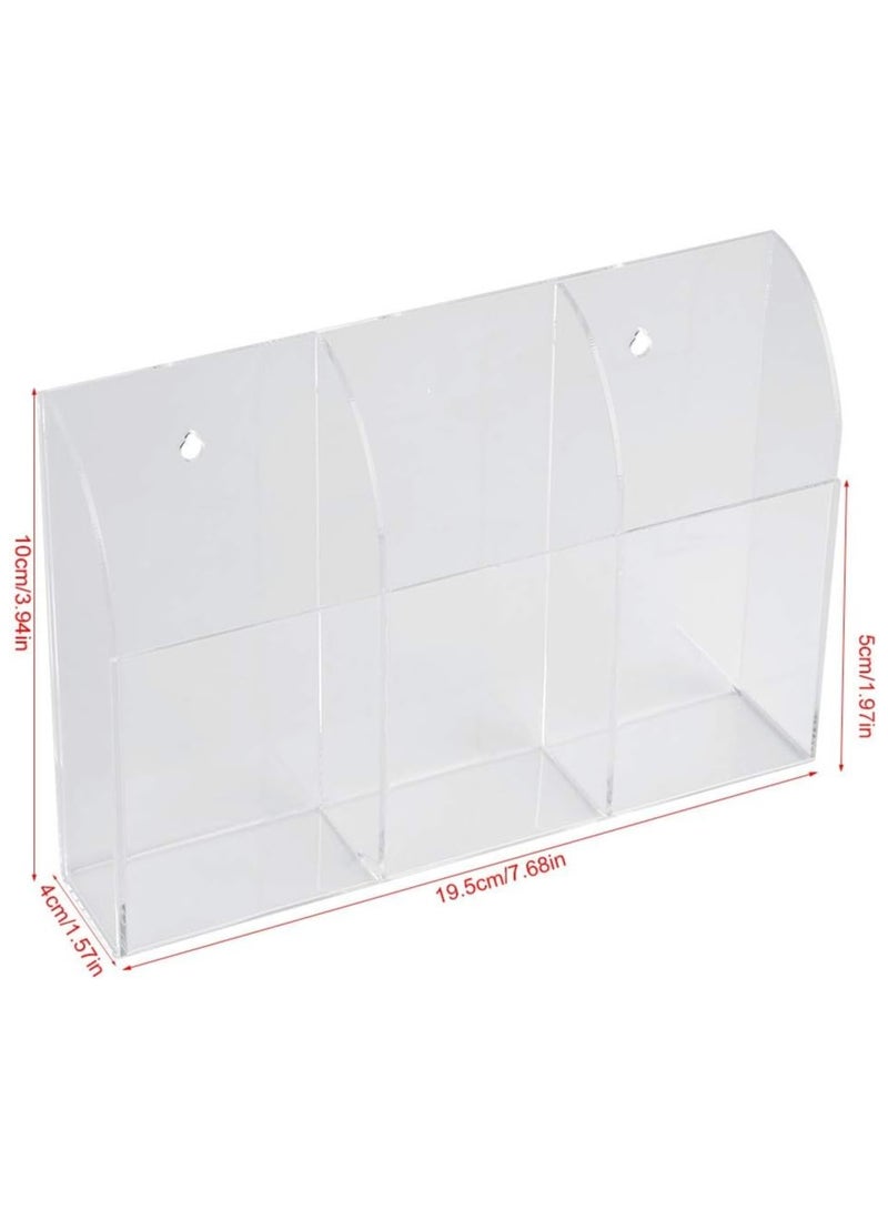 TPGP Remote Control Holder,Remote Control Air Conditioner Storage Case 3 Compartments Transparent Media Organizer Wall Mount Storage Organizer Box for Phone Air Conditioner TV Remote Control - Image 4