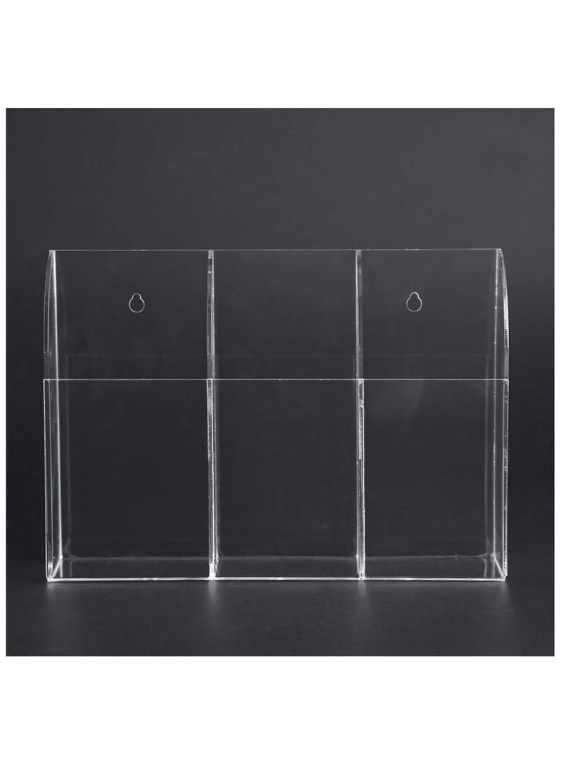 TPGP Remote Control Holder,Remote Control Air Conditioner Storage Case 3 Compartments Transparent Media Organizer Wall Mount Storage Organizer Box for Phone Air Conditioner TV Remote Control - Image 2
