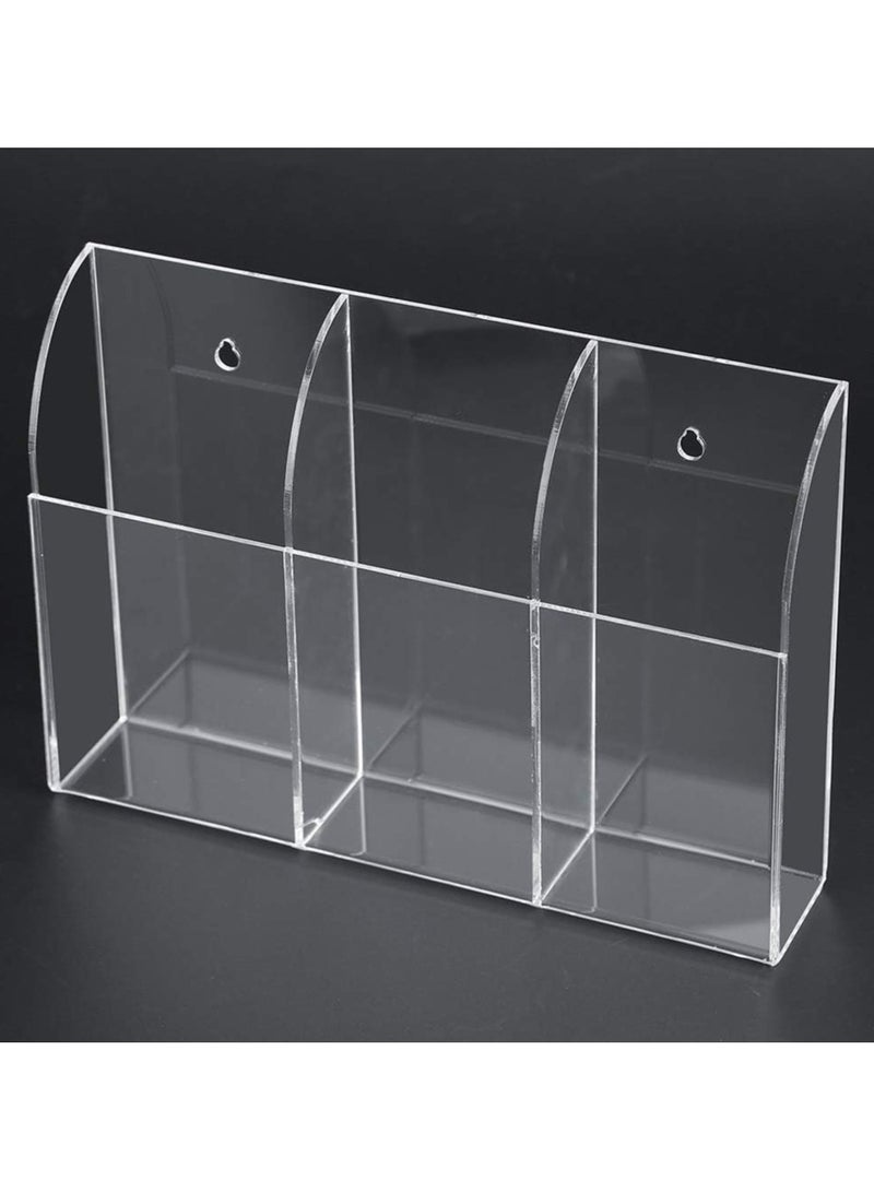 TPGP Remote Control Holder,Remote Control Air Conditioner Storage Case 3 Compartments Transparent Media Organizer Wall Mount Storage Organizer Box for Phone Air Conditioner TV Remote Control - Image 3