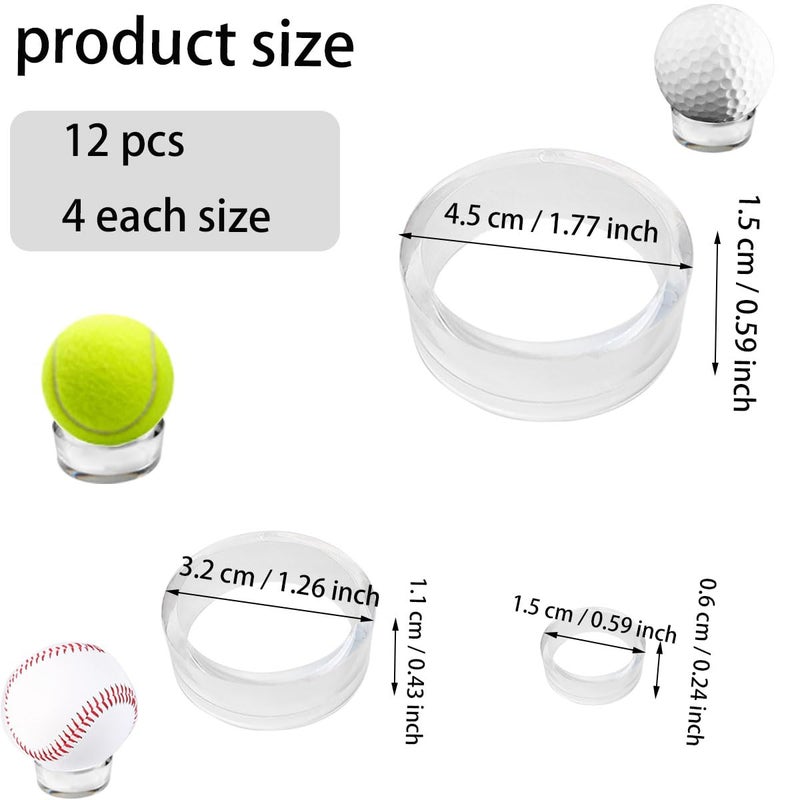 ZTEOFO 12 Pcs Plastic Sphere Stands - Acrylic Clear Small, Medium, Large Round Baseball Ring Stands - Image 3
