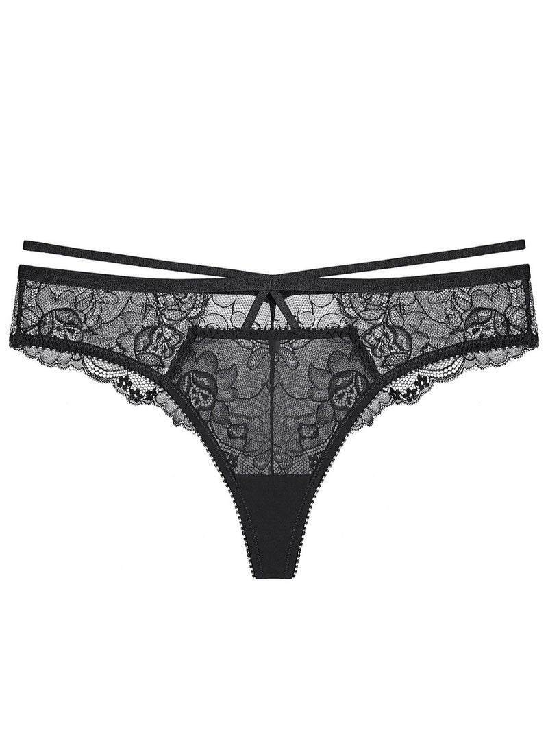 Loquat Lady Breathable Panty Women's Low-Waisted Lace Briefs Black 