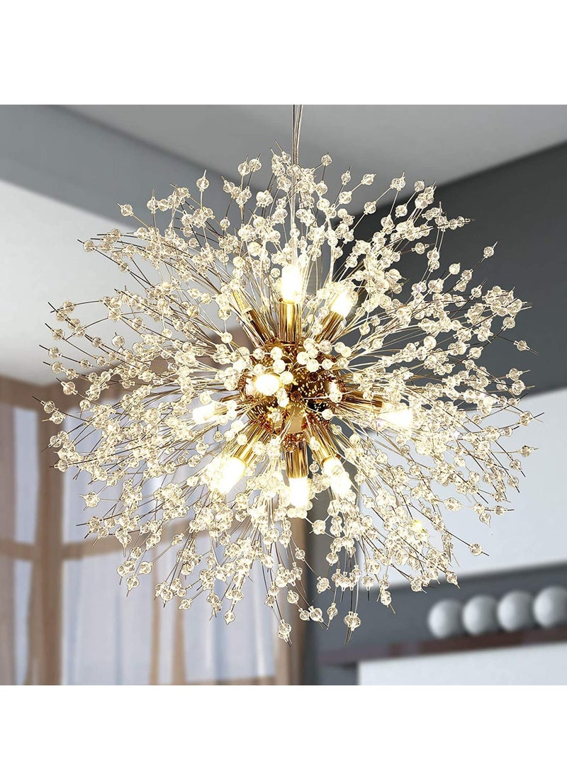 Haikomin 9 Head Modern Dandelion Crystal Chandelier Gold Head Bedroom Dining Room aisle Lighting - Image 1
