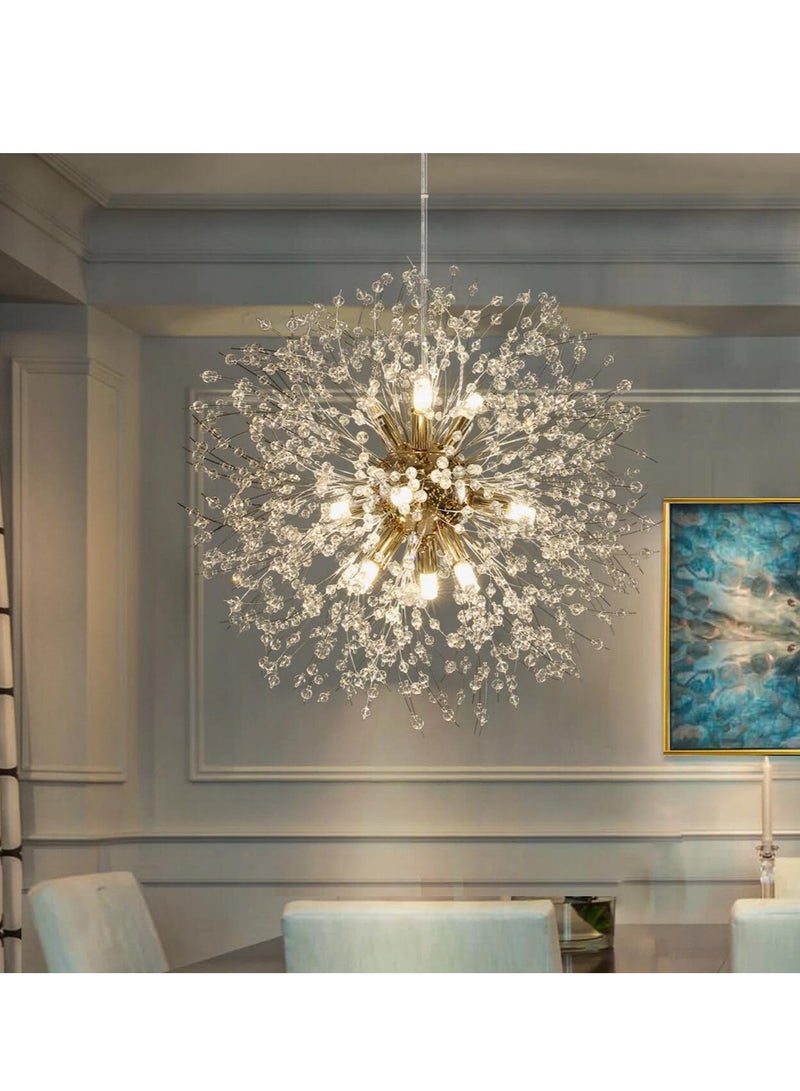Haikomin 9 Head Modern Dandelion Crystal Chandelier Gold Head Bedroom Dining Room aisle Lighting - Image 2