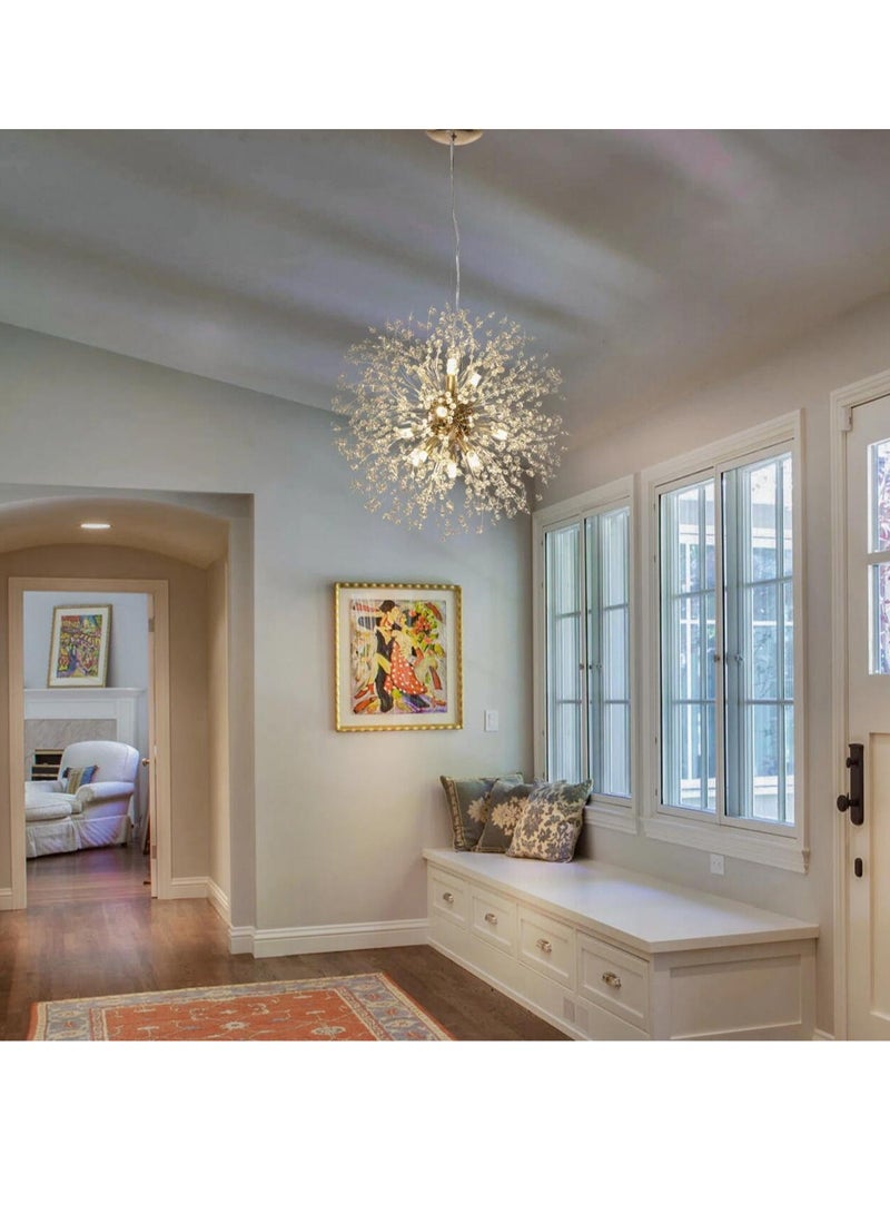 Haikomin 9 Head Modern Dandelion Crystal Chandelier Gold Head Bedroom Dining Room aisle Lighting - Image 4