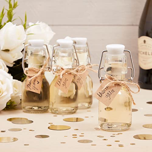 BLUE PANDA Mini Glass Bottles Swing Top - 15 Pack 2 Oz/60 ml Blue & White - Kraft Tags & Jute Twine Included - Wedding Favor Glass Bottles & DIY Jars - Image 4