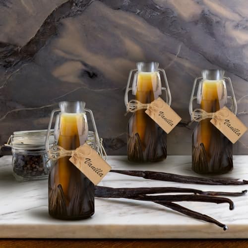 BLUE PANDA Mini Glass Bottles Swing Top - 15 Pack 2 Oz/60 ml Blue & White - Kraft Tags & Jute Twine Included - Wedding Favor Glass Bottles & DIY Jars - Image 2