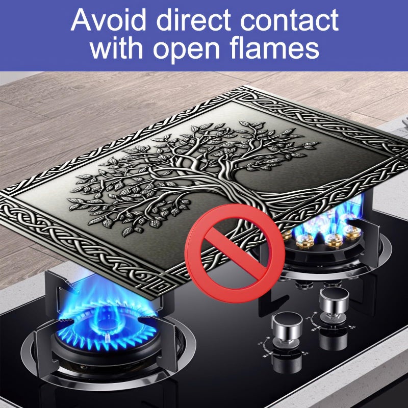 HOMETITUTE Tree Stove Top Covers Pad 28 x 20 inches Silver Tree of Life Kitchen Decorations Dish Drying Mat Coffee Bar Mats Kitchen Decor Absorbent Pad Fit Coffee Maker Machine Dish Drying - Image 4