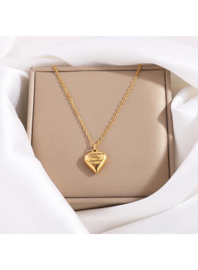 Stainless Steel Bracelet Women's High-grade Fashion Necklace Women's All-match High-grade Heart-shaped Lettering Bracelet Necklace Suit 