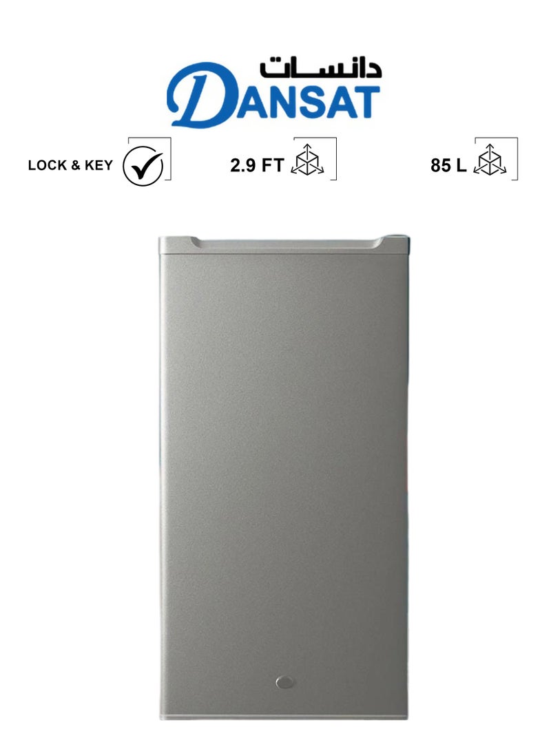 دانسات ثلاجة باب واحد - 2.9 قدم - 85 لتر - 3 رفوف - ضوء داخلي - قفل ومفتاح - فضي - DAN140SR-S - Image 1