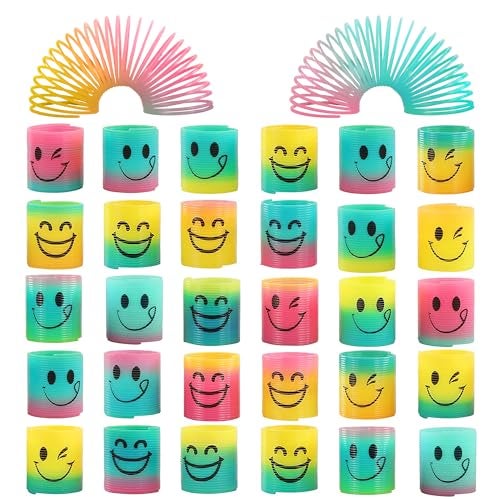 DIMROM 30 Pcs Mini Spring Party Favors Birthday Toys for Goodie Bags Small Plastic Spring Toys Bulk Party Favors Mini Rainbow Plastic Coil Springs Gifts Bulk Colorful Magic Springs Small Fidget Toys Bulk - Image 1
