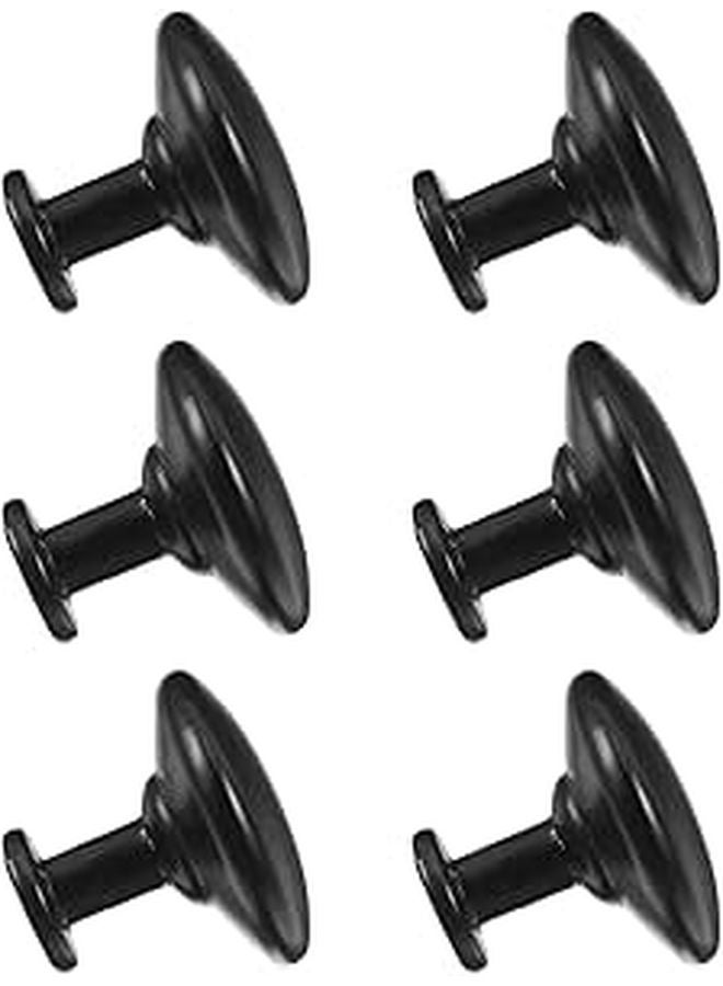 6Pcs Black Aluminum Cabinet Knobs Round Drawer Pulls For Kitchen Wardrobe Furniture - Image 1