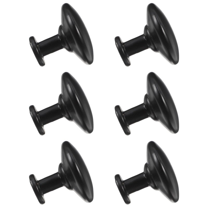 6Pcs Black Aluminum Cabinet Knobs Round Drawer Pulls For Kitchen Wardrobe Furniture - Image 2