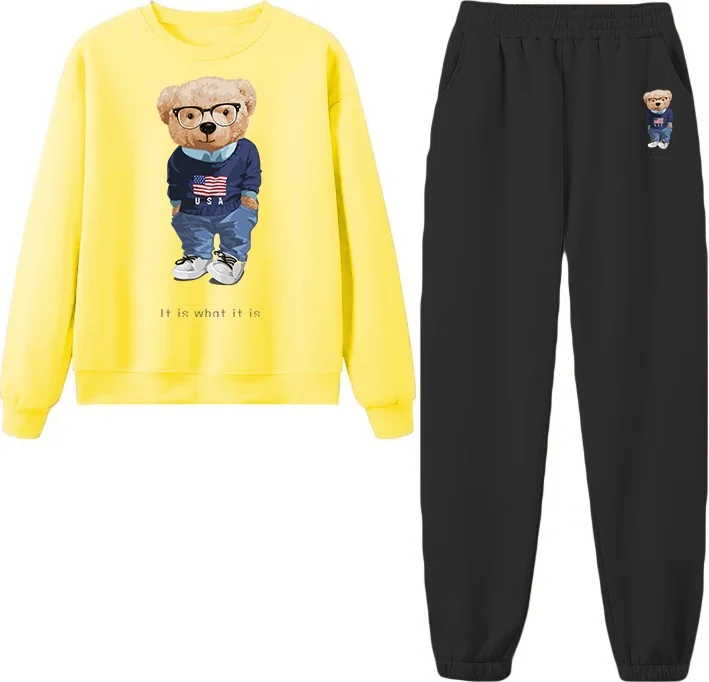 DogFish Tracksuit Oversize Uselessstruggle Printed Tracksuit,lover,couple Combination Pink