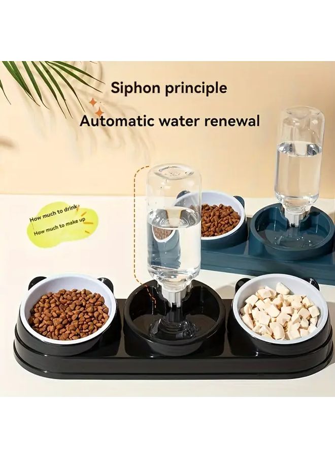 Gray Stainless Steel 2 in 1 Dual Bowl Pet Feeder and Water Dispenser for Cats Dogs - Image 5