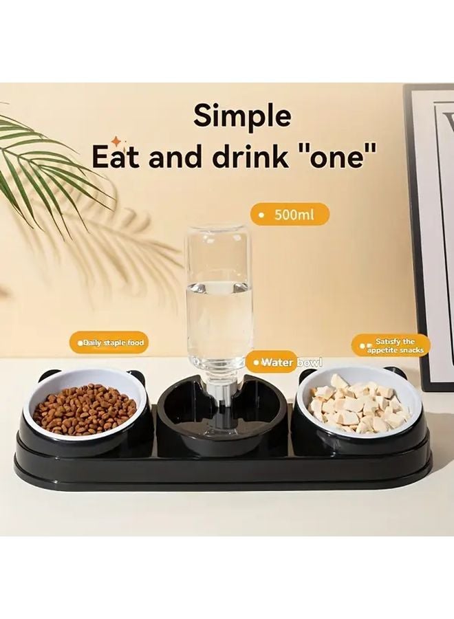 Gray Stainless Steel 2 in 1 Dual Bowl Pet Feeder and Water Dispenser for Cats Dogs - Image 2