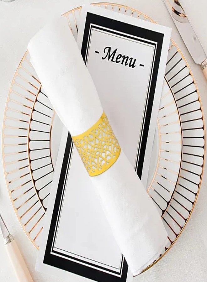 Honbay 50PCS Foil Paper Napkin Rings Holder Laser Cut Hollow Napkin Bands Disposable Napkin Holders for Wedding Party Events Hotel Table Decor - Image 5