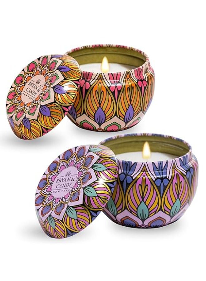 مجموعة هدايا ديوالي، شمعتان معطرتان (اللافندر والحمضيات والورد البلغاري) - Image 1