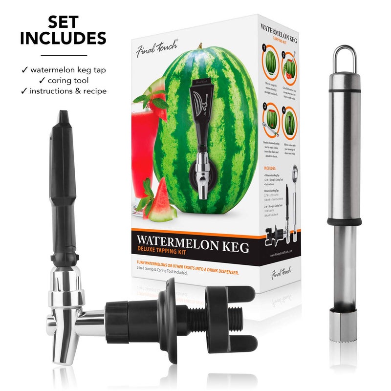 Final Touch Watermelon Keg Tapping Kit - Turn Watermelons & Pumpkins into Drink Dispensers with Shank, Faucet, Coring Tool, and Recipe Instructions - Perfect for Parties, BBQs, and Picnics (BD204) - Image 4