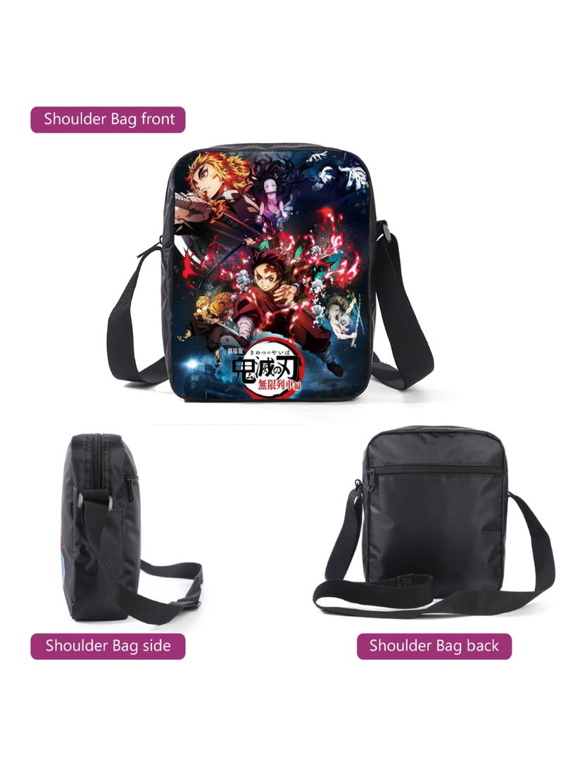 Demon Slayer 3-Piece School Bag Nylon Shoulder Bag - Image 5