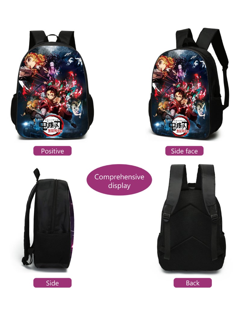 Demon Slayer 3-Piece School Bag Nylon Shoulder Bag - Image 3