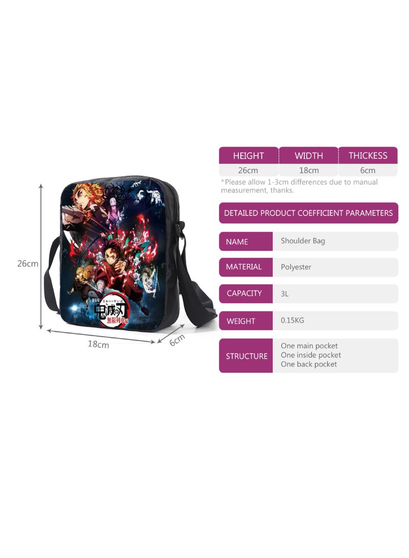Demon Slayer 3-Piece School Bag Nylon Shoulder Bag - Image 4