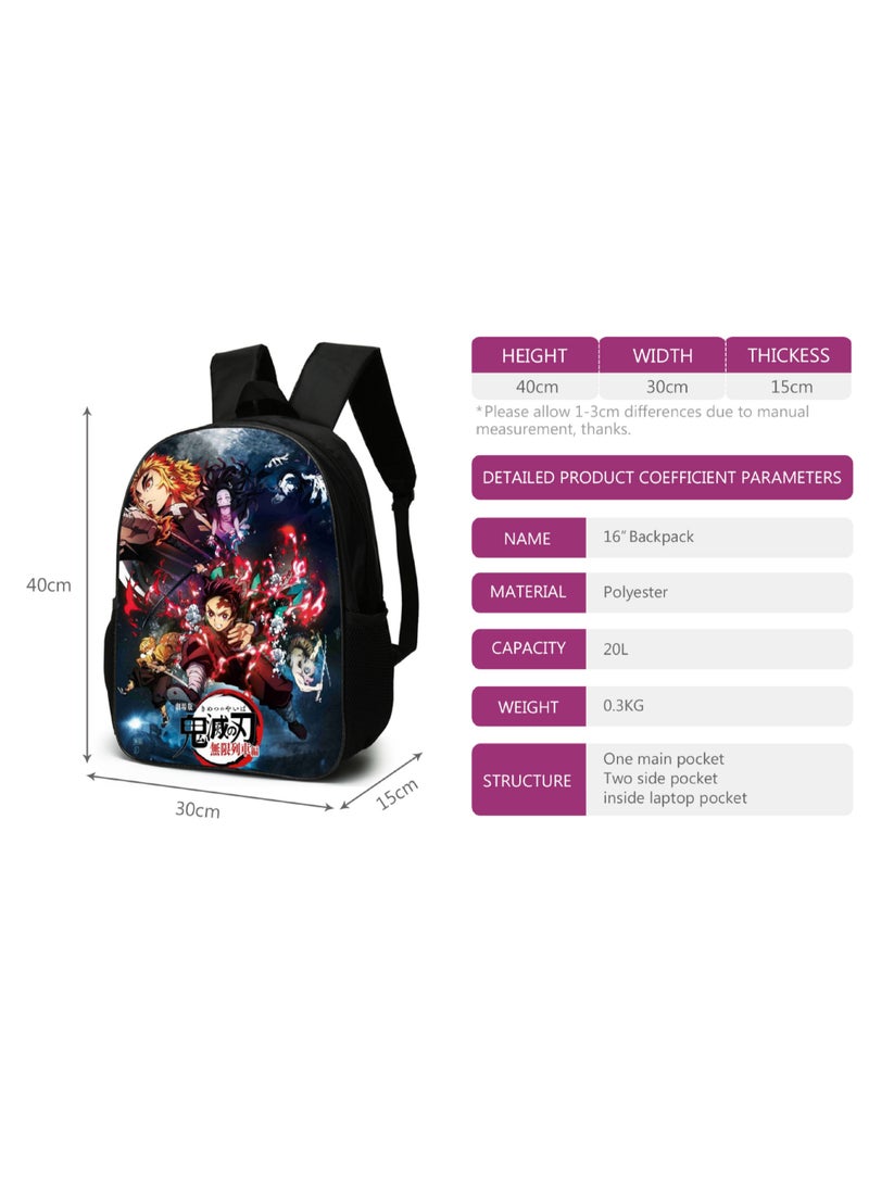 Demon Slayer 3-Piece School Bag Nylon Shoulder Bag - Image 2