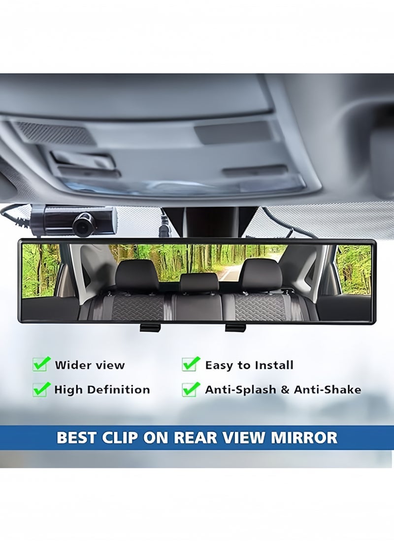 Generic Rear View Mirror, Universal 300 MM Panoramic Convex Rearview Mirror, Interior Clip-on Wide Angle Rear View Mirror to Reduce Blind Spot Effectively for Car SUV Trucks(Clear)  - Image 2