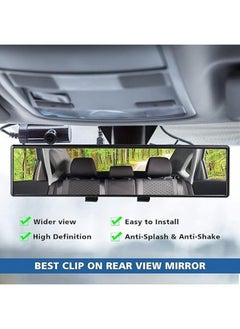 Lesha Rear View Mirror, Universal 11.81 Inch Panoramic Convex Rearview Mirror, Interior Clip-on Wide Angle Rear View Mirror to Reduce Blind Spot Effectively for Car SUV Trucks(Clear)  - Image 2